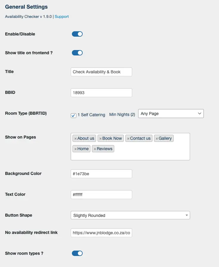 Availability Checker Admin Settings