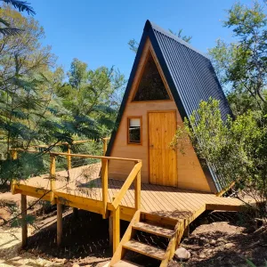 The Gaia Sanctuary A-Frame Cabin Side View