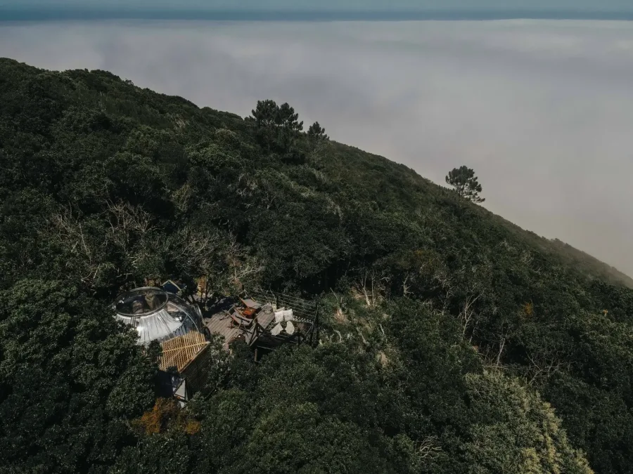 Misty Mountain Drone View and View of the Dome