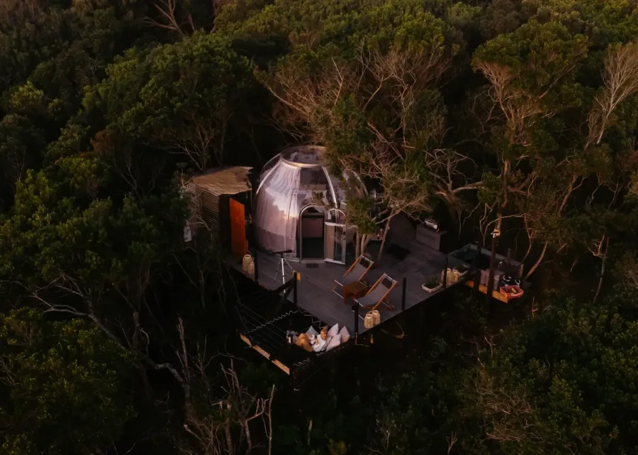 Misty Mountain Drone View of the Dome