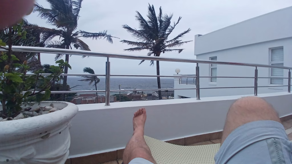 Ocean view from a reclining seat on the top floor unit at 149 Forest Drive Umhlanga