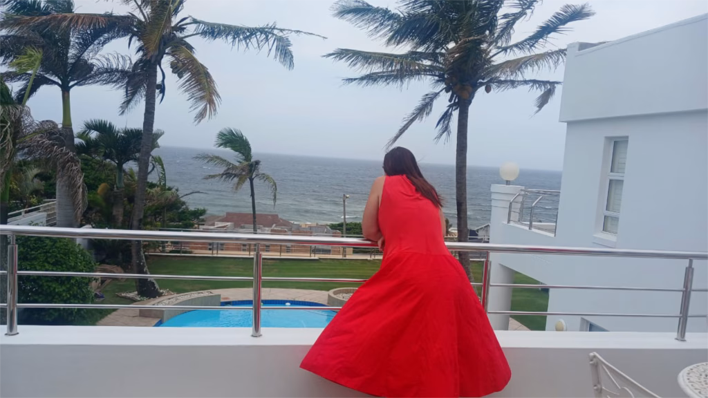 Wife enjoying the view from 149 Forest Drive Umhlanga